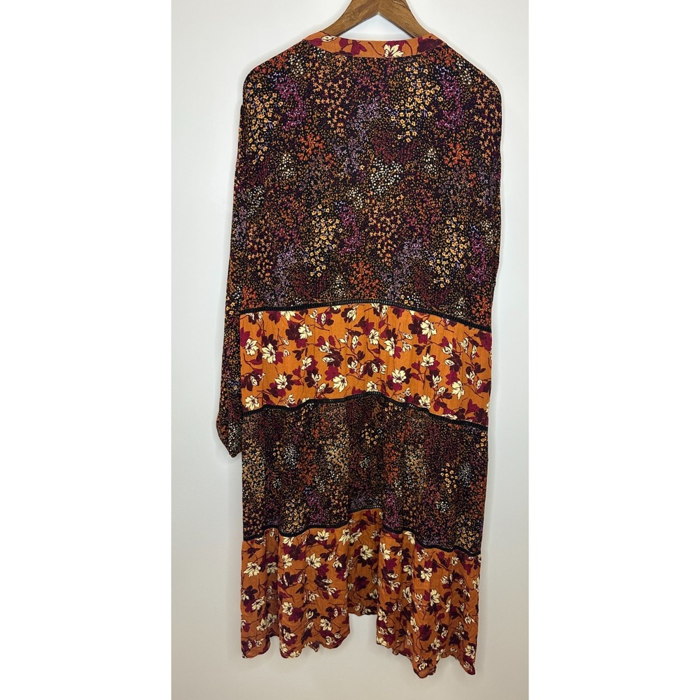 Logo by Lori Goldstein Printed Mixed Media Duster Cardigan Orange Floral Small - Picture 11 of 13